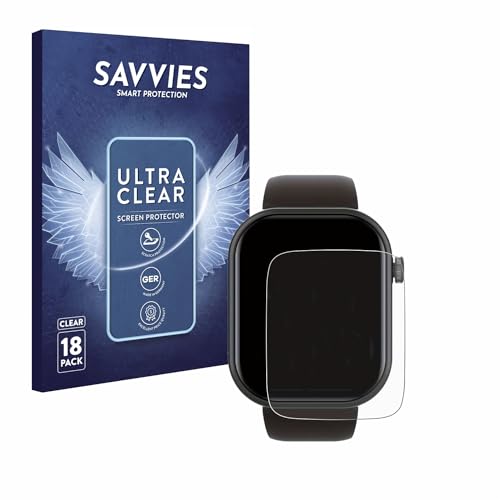 Savvies 18 Stück Schutzfolie für Smartwatch IDW15 1.8" Displayschutz-Folie Ultra-Transparent von Savvies