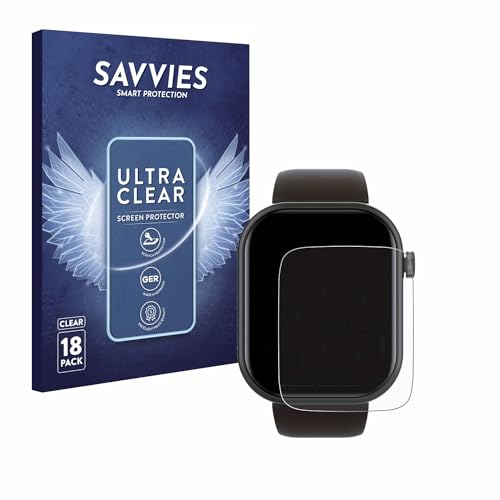 Savvies 18 Stück Schutzfolie für Smartwatch IDW19 1.8" Displayschutz-Folie Ultra-Transparent von Savvies