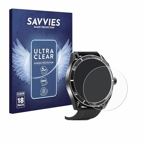 Savvies 18 Stück Schutzfolie für Yuede Smartwatch 1.43" (rund) Displayschutz-Folie Ultra-Transparent von Savvies