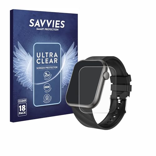 Savvies 18 Stück Schutzfolie für walkbee Smartwatch 1.96" Displayschutz-Folie Ultra-Transparent von Savvies