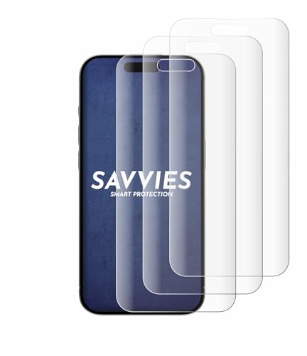 Savvies 4 Stück Full-Screen Schutzfolie für Apple iPhone 15 Pro Full-Cover Displayschutz-Folie [3D Curved, Transparent, Anti-Fingerabdruck] von Savvies