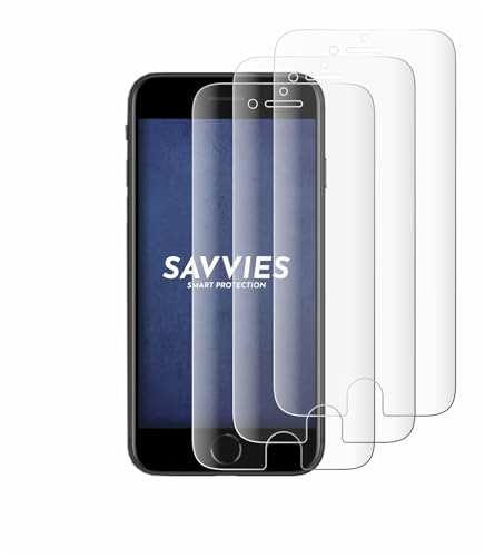 Savvies 4 Stück Full-Screen Schutzfolie für Apple iPhone SE 2 / SE 3 Full-Cover Displayschutz-Folie [3D Curved, Transparent, Anti-Fingerabdruck] von Savvies
