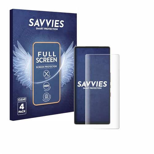 Savvies 4 Stück Full-Screen Schutzfolie für ZTE Nubia Red Magic 10 Air Full-Cover Displayschutz-Folie [3D Curved, Transparent, Anti-Fingerabdruck] von Savvies