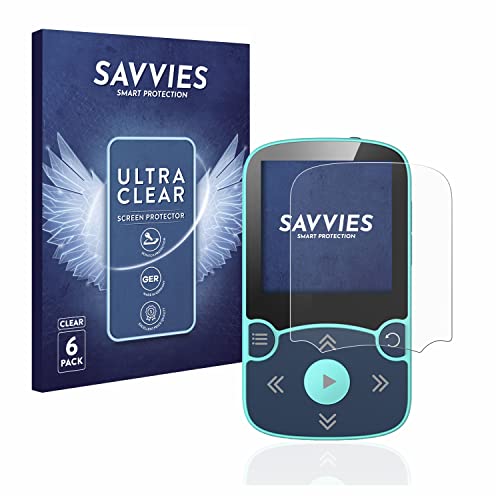 Savvies 6 Stück Schutzfolie für AGPtek A65X MP3 Player with clip Displayschutz-Folie Ultra-Transparent von Savvies