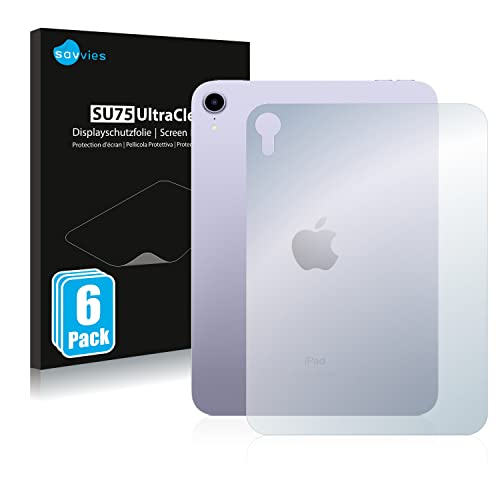Savvies 6 Stück Schutzfolie für Apple iPad Mini 6 2021 (Rückseite, 6 Gen.) Displayschutz-Folie Ultra-Transparent von Savvies