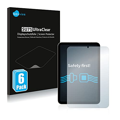 Savvies 6 Stück Schutzfolie für Apple iPad Mini 6 2021 Displayschutz-Folie Ultra-Transparent von Savvies