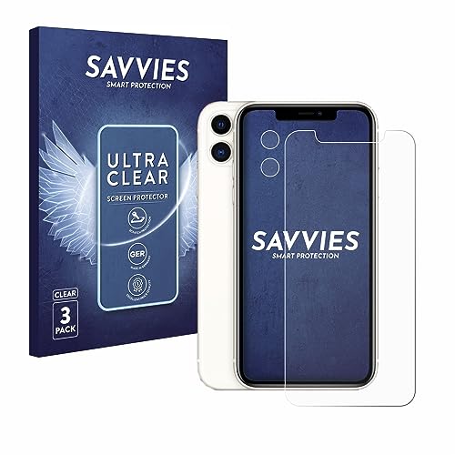 Savvies 6 Stück Schutzfolie für Apple iPhone 11 (Display+Kamera) Displayschutz-Folie Ultra-Transparent von Savvies