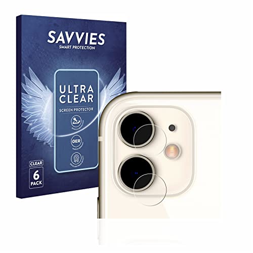 Savvies 6 Stück Schutzfolie für Apple iPhone 11 (NUR Kameraschutz) Displayschutz-Folie Ultra-Transparent von Savvies