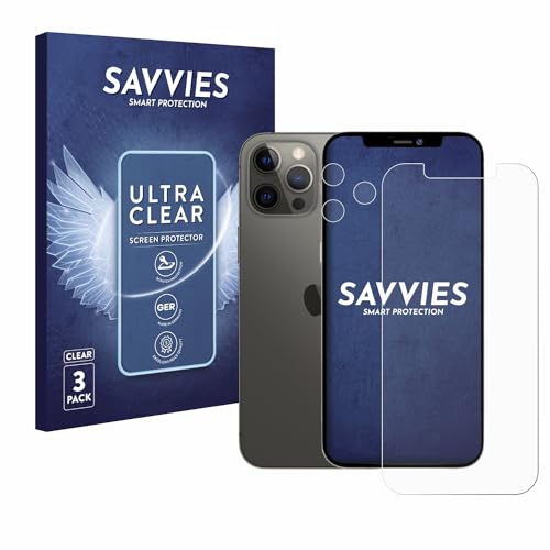 Savvies 6 Stück Schutzfolie für Apple iPhone 12 Pro Max (Display+Kamera) Displayschutz-Folie Ultra-Transparent von Savvies