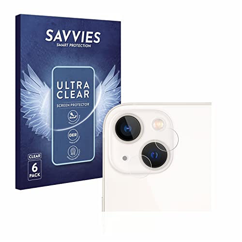 Savvies 6 Stück Schutzfolie für Apple iPhone 13 (NUR Kameraschutz) Displayschutz-Folie Ultra-Transparent von Savvies
