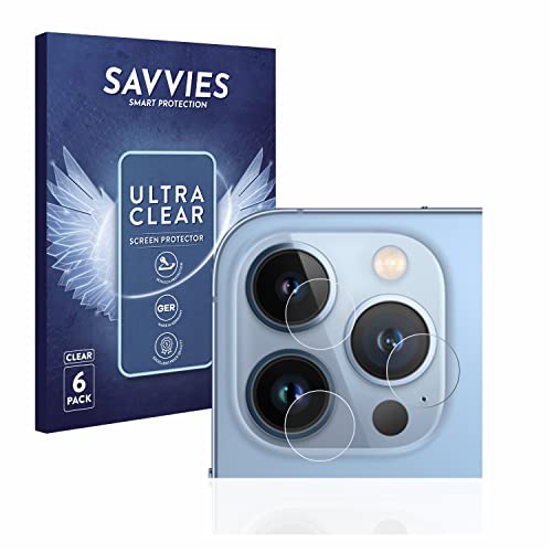 Savvies 6 Stück Schutzfolie für Apple iPhone 13 Pro (NUR Kameraschutz) Displayschutz-Folie Ultra-Transparent von Savvies