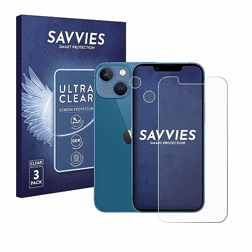 Savvies 6 Stück Schutzfolie für Apple iPhone 13 mini (Display+Kamera) Displayschutz-Folie Ultra-Transparent von Savvies
