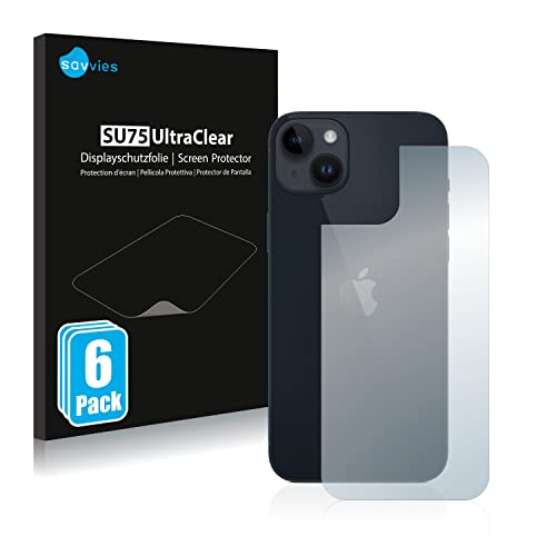 Savvies 6 Stück Schutzfolie für Apple iPhone 14 Plus (Rückseite) Displayschutz-Folie Ultra-Transparent von Savvies