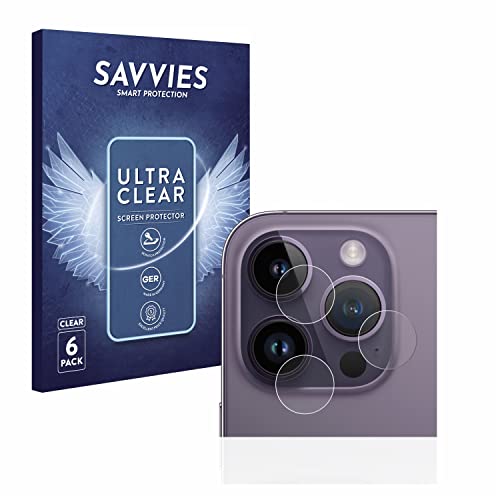 Savvies 6 Stück Schutzfolie für Apple iPhone 14 Pro (NUR Kameraschutz) Displayschutz-Folie Ultra-Transparent von Savvies