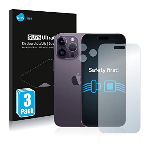 Savvies 6 Stück Schutzfolie für Apple iPhone 14 Pro Max (Display+Kamera) Displayschutz-Folie Ultra-Transparent von Savvies
