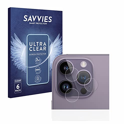 Savvies 6 Stück Schutzfolie für Apple iPhone 14 Pro Max (NUR Kameraschutz) Displayschutz-Folie Ultra-Transparent von Savvies