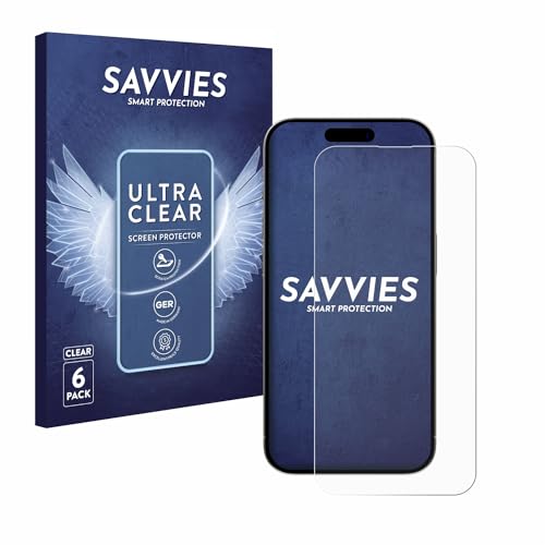 Savvies 6 Stück Schutzfolie für Apple iPhone 15 Pro Max Displayschutz-Folie Ultra-Transparent Savvies 6 Stück Schutzfolie für Apple iPhone 15 Pro Max Displayschutz-Folie Ultra-Transparent von Savvies