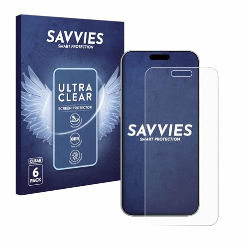 Savvies 6 Stück Schutzfolie für Apple iPhone 16 Plus Displayschutz-Folie Ultra-Transparent Savvies 6 Stück Schutzfolie für Apple iPhone 16 Plus Displayschutz-Folie Ultra-Transparent von Savvies