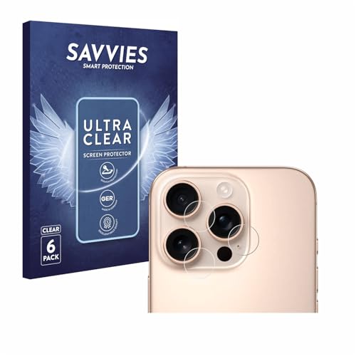 Savvies 6 Stück Schutzfolie für Apple iPhone 16 Pro (NUR Kameraschutz) Displayschutz-Folie Ultra-Transparent von Savvies