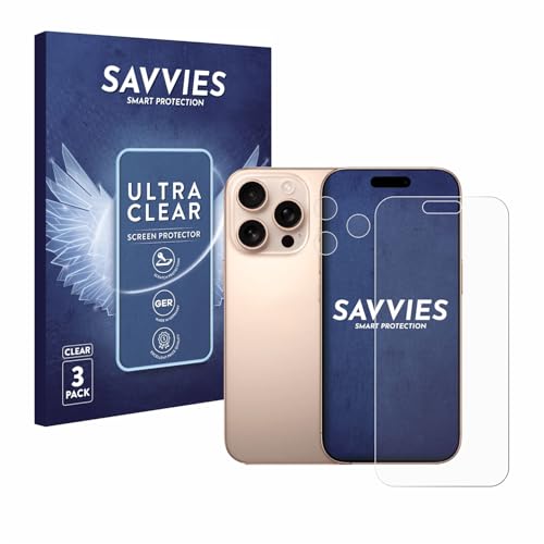 Savvies 6 Stück Schutzfolie für Apple iPhone 16 Pro Max (Display+Kamera) Displayschutz-Folie Ultra-Transparent von Savvies