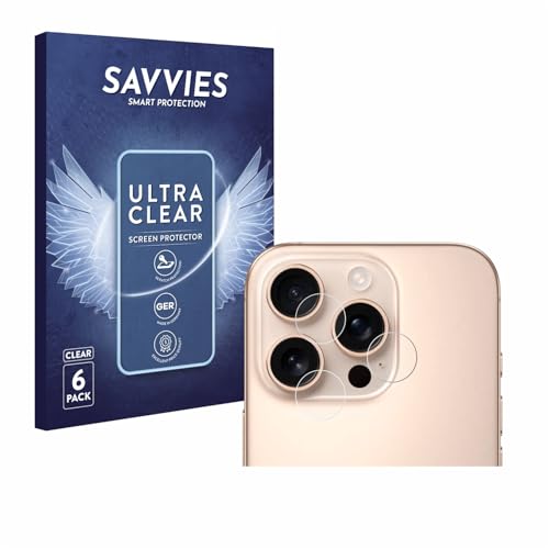 Savvies 6 Stück Schutzfolie für Apple iPhone 16 Pro Max (NUR Kameraschutz) Displayschutz-Folie Ultra-Transparent von Savvies