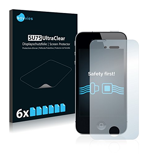 Savvies 6 Stück Schutzfolie für Apple iPhone 4 / 4S Displayschutz-Folie Ultra-Transparent Savvies 6 Stück Schutzfolie für Apple iPhone 4 / 4S Displayschutz-Folie Ultra-Transparent von Savvies