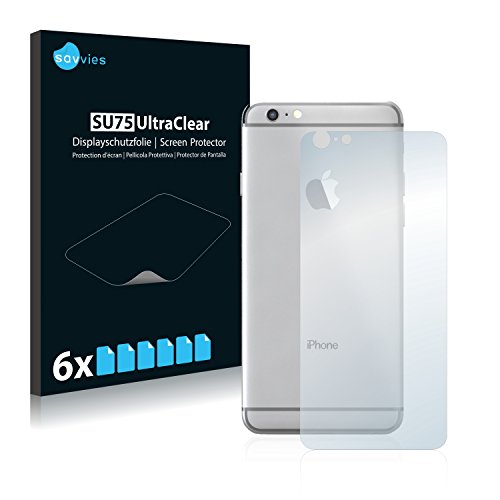 Savvies 6 Stück Schutzfolie für Apple iPhone 6S Plus Rückseite (gesamte Fläche) Displayschutz-Folie Ultra-Transparent von Savvies