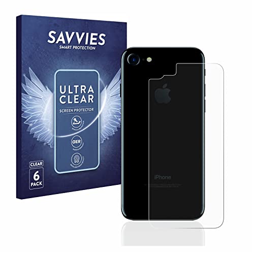 Savvies 6 Stück Schutzfolie für Apple iPhone 7/8 / SE 2 2020 Rückseite (gesamte Fläche) Displayschutz-Folie Ultra-Transparent von Savvies