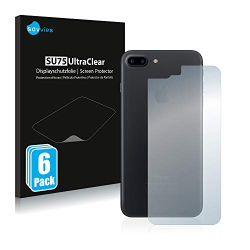 Savvies 6 Stück Schutzfolie für Apple iPhone 7 Plus Rückseite (gesamte Fläche) Displayschutz-Folie Ultra-Transparent von Savvies