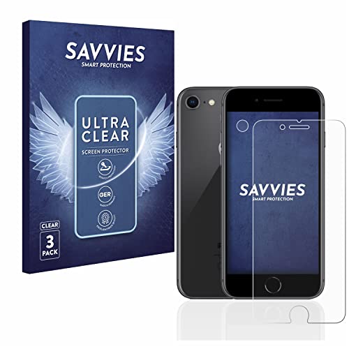 Savvies 6 Stück Schutzfolie für Apple iPhone 8 (Display+Kamera) Displayschutz-Folie Ultra-Transparent von Savvies