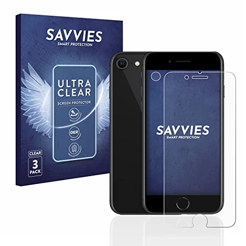 Savvies 6 Stück Schutzfolie für Apple iPhone SE 2 / SE 3 (Vorderseite + Kamera) Displayschutz-Folie Ultra-Transparent von Savvies