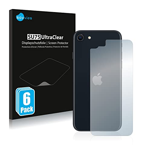 Savvies 6 Stück Schutzfolie für Apple iPhone SE 3 2022 (Rückseite) Displayschutz-Folie Ultra-Transparent von Savvies