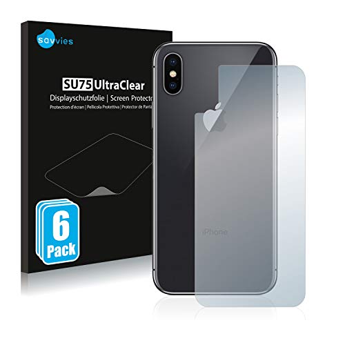 Savvies 6 Stück Schutzfolie für Apple iPhone X/Xs (Rückseite) Displayschutz-Folie Ultra-Transparent von Savvies
