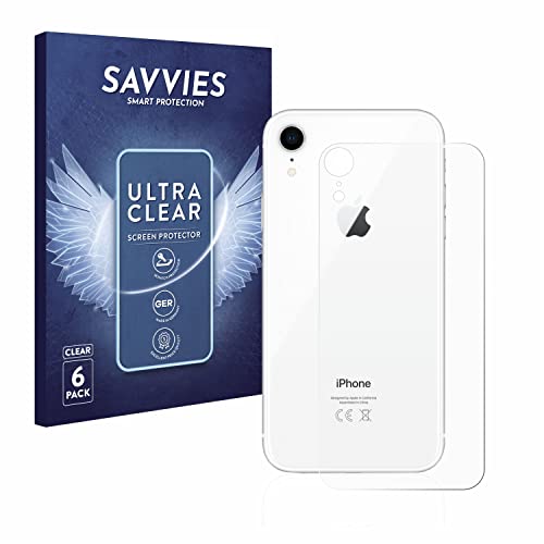 Savvies 6 Stück Schutzfolie für Apple iPhone XR (Rückseite) Displayschutz-Folie Ultra-Transparent von Savvies