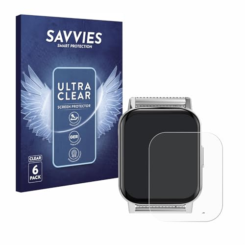 Savvies 6 Stück Schutzfolie für Banlvs Smartwatch 1.85" Displayschutz-Folie Ultra-Transparent von Savvies