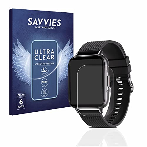 Savvies 6 Stück Schutzfolie für Bozlun 1.7" Smartwatch 2022 Displayschutz-Folie Ultra-Transparent von Savvies