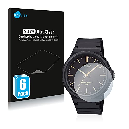 Savvies 6 Stück Schutzfolie für Casio Unisex MW-240 Displayschutz-Folie Ultra-Transparent von Savvies