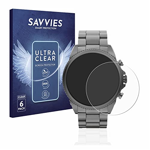 Savvies 6 Stück Schutzfolie für Fossil Gen 6 (44mm) Displayschutz-Folie Ultra-Transparent von Savvies