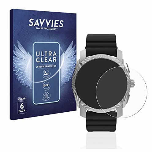Savvies 6 Stück Schutzfolie für Fossil Gen 6 Hybrid Machine (45mm) Displayschutz-Folie Ultra-Transparent von Savvies