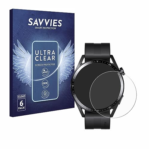 Savvies 6 Stück Schutzfolie für Huawei Watch GT 3 (46 mm) Displayschutz-Folie Ultra-Transparent von Savvies