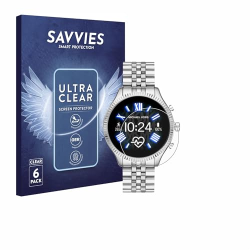 Savvies 6 Stück Schutzfolie für Michael Kors Access Lexington 2 Displayschutz-Folie Ultra-Transparent von Savvies