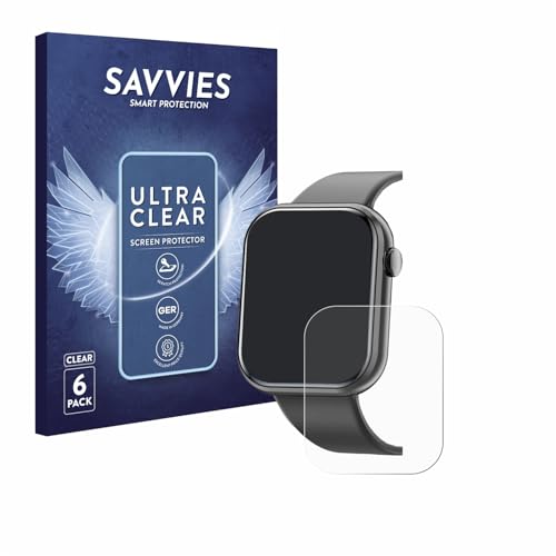 Savvies 6 Stück Schutzfolie für Mingtawn Smartwatch 1.85" Displayschutz-Folie Ultra-Transparent von Savvies