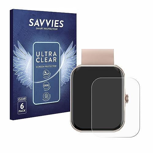 Savvies 6 Stück Schutzfolie für Mutoy Smartwatch 1.83" Displayschutz-Folie Ultra-Transparent von Savvies