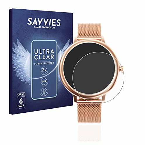 Savvies 6 Stück Schutzfolie für Naixues Women's Smartwatch 1.08" (39mm) Displayschutz-Folie Ultra-Transparent von Savvies