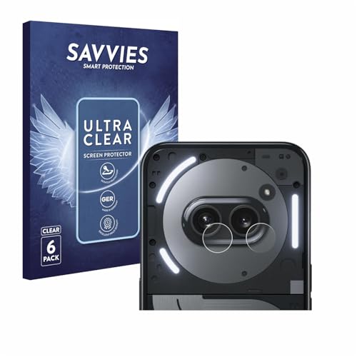 Savvies 6 Stück Schutzfolie für Nothing Phone (2a) Plus (NUR Kameraschutz) Displayschutz-Folie Ultra-Transparent von Savvies