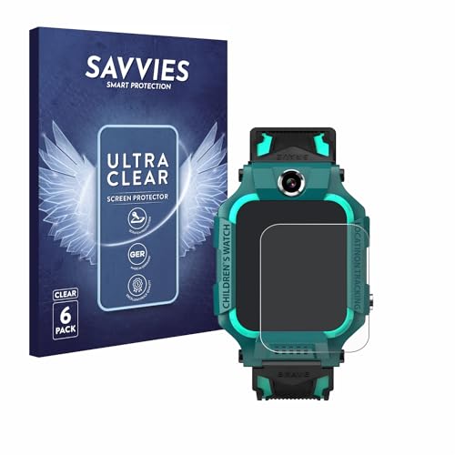 Savvies 6 Stück Schutzfolie für Retoo Smartwatch 1.44" Displayschutz-Folie Ultra-Transparent von Savvies