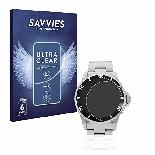 Savvies 6 Stück Schutzfolie für Rolex Submariner (no date) Displayschutz-Folie Ultra-Transparent von Savvies