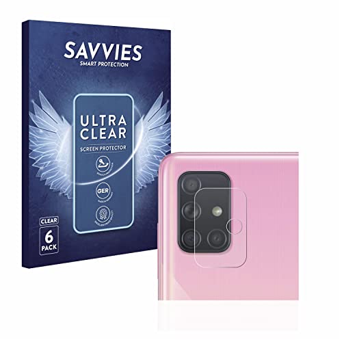 Savvies 6 Stück Schutzfolie für Samsung Galaxy A51 (NUR Kameraschutz) Displayschutz-Folie Ultra-Transparent von Savvies