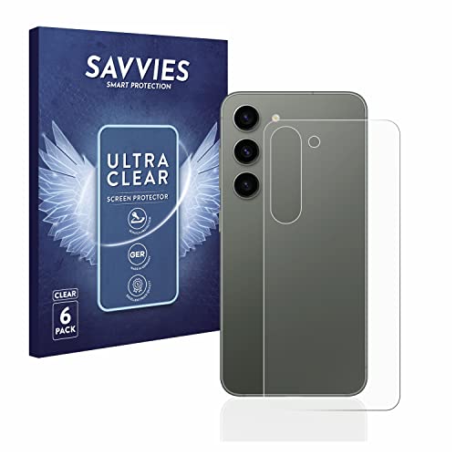 Savvies 6 Stück Schutzfolie für Samsung Galaxy S23 (Rückseite) Displayschutz-Folie Ultra-Transparent von Savvies