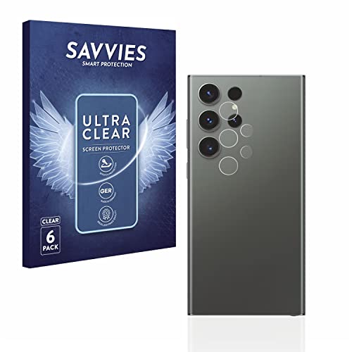 Savvies 6 Stück Schutzfolie für Samsung Galaxy S23 Ultra (NUR Kameraschutz) Displayschutz-Folie Ultra-Transparent von Savvies